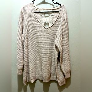 Maurices Light pink Size 3 3x 22,24 Lace back sweater tunic